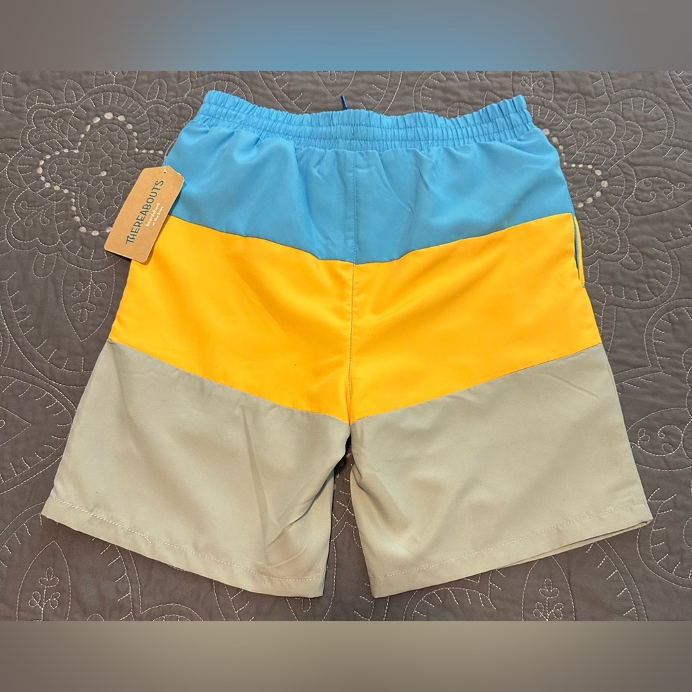 Thereabouts Boys Blue/Yellow/Gray Swim Trunks NWT Size Small 8 - Picture 9 of 10